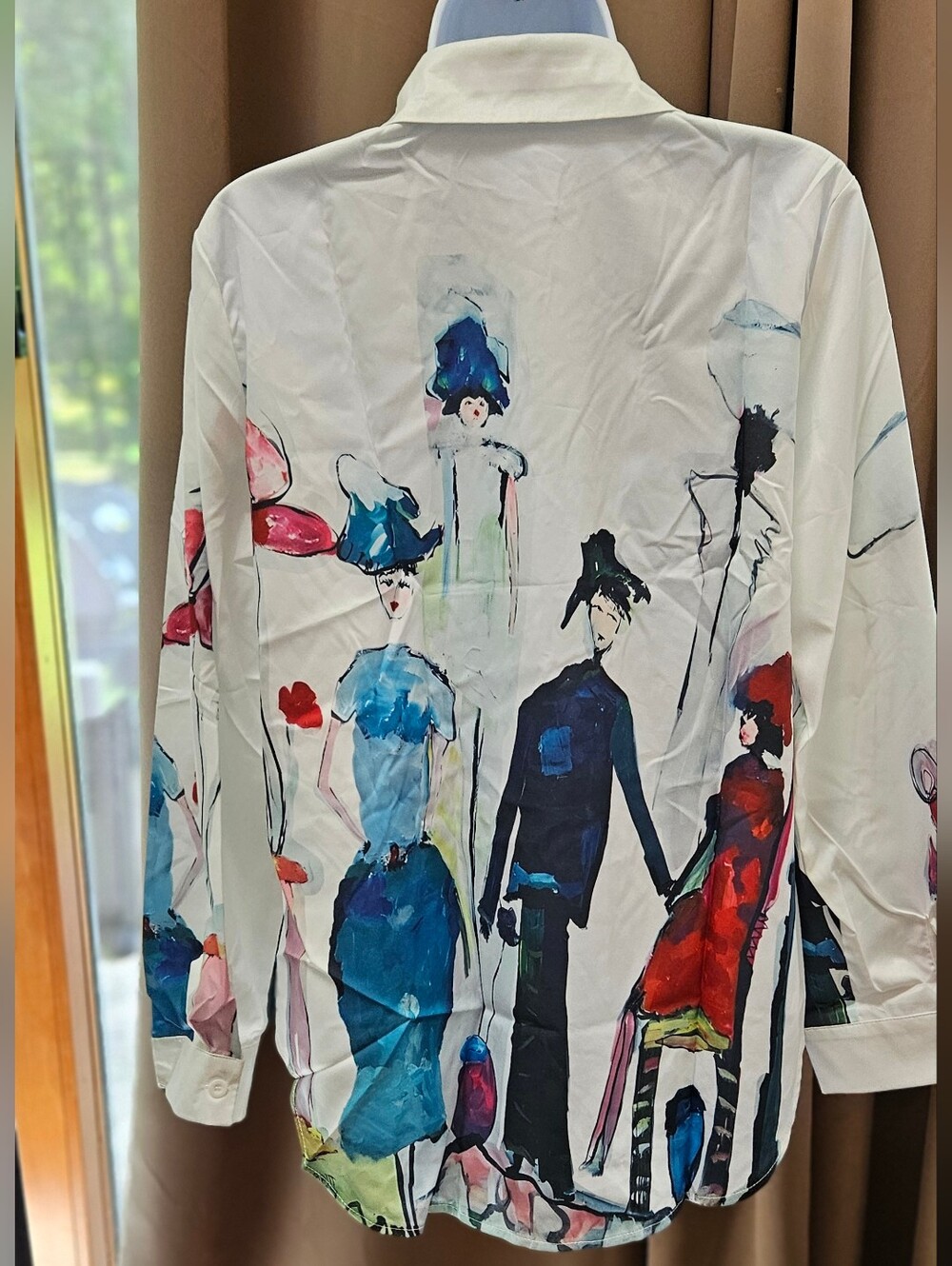 NWT SHEIN Artistic Figure Graphic Print Button-Up Blouse - Picture 2 of 7